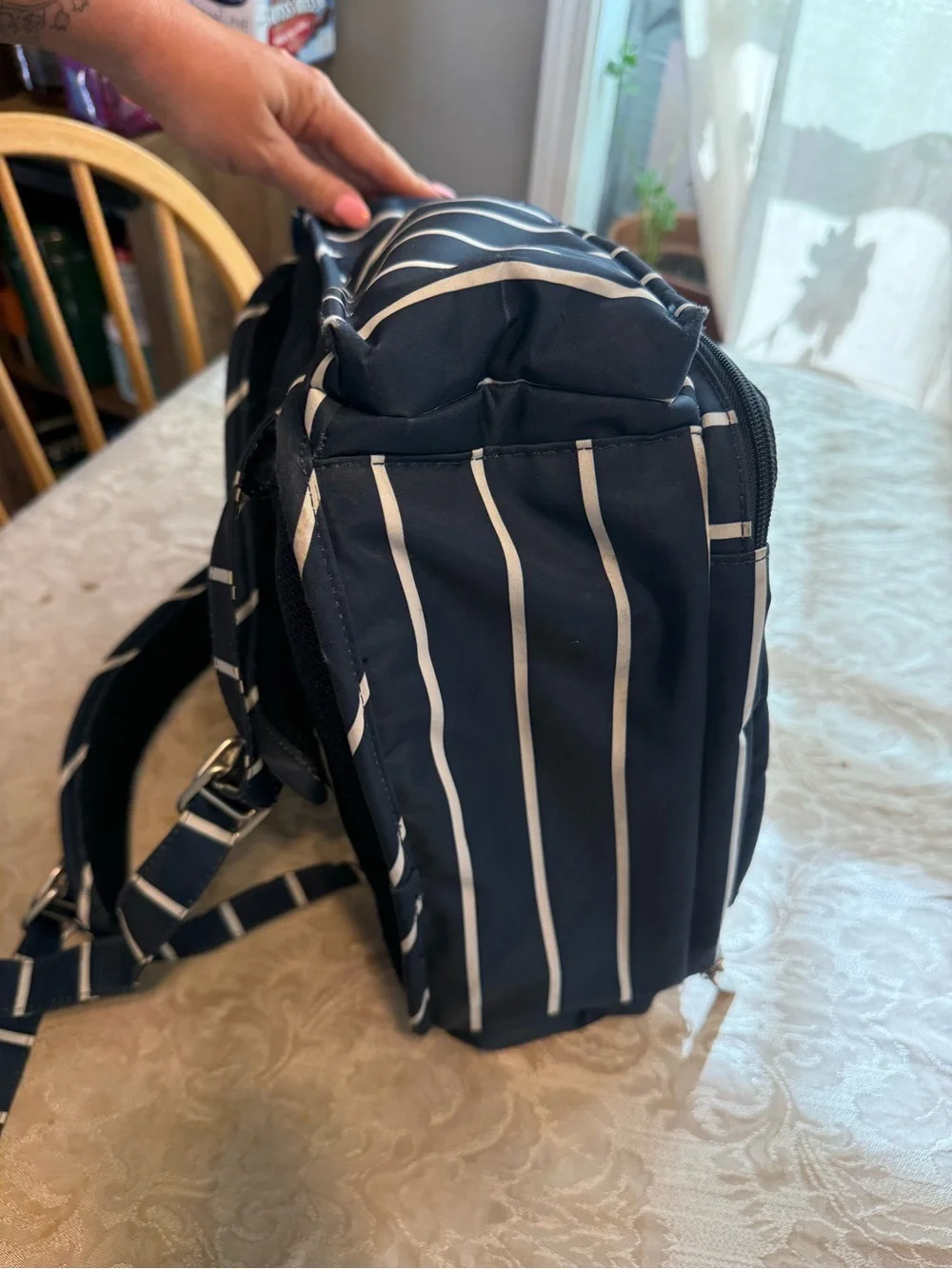 jujube Navy Striped Diaper Bag Backpack GUC